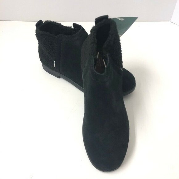 Toms Girl's Deia Black Side Zip Ankle Booties - Picture 1 of 9